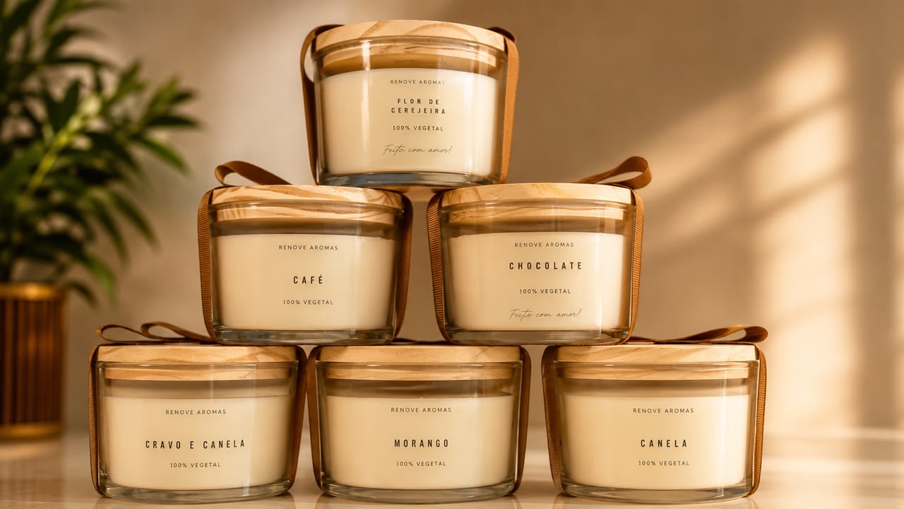 Velas Renove Aromas com laço, prontas para presente